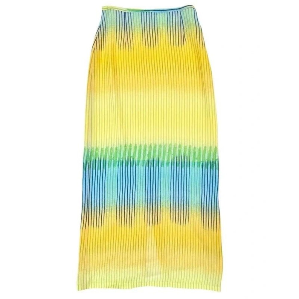 Vintage Y2K Ombre Rainbow Stripe Maxi Skirt Maximalist Avant Garde Helena Sorel